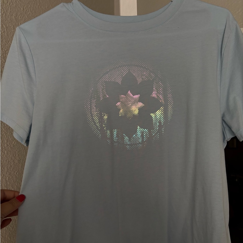 Light Blue Club Pilates T-Shirt with Holographic Logo